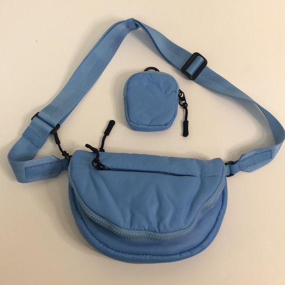Anthropologie Handbags - Anthropologie Nylon Crescent Sporty Sling Bag blue